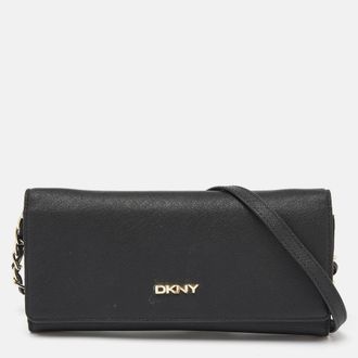 DKNY Dkny Black Leather And Leather Wallet On Chain