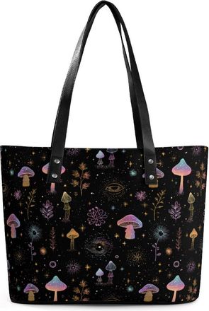 Generic Trippy Botanical Mushroom Tote Bags for Women Cute Shoulder Purses Handbags