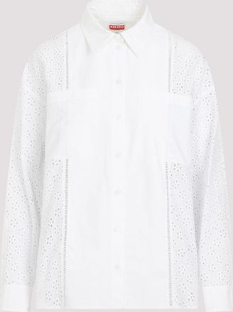Kenzo Womens Broderie Anglaise Shirt - White Cotton - Size EU 36 (Womens)