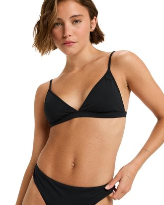 Roxy Triangel-Bikini-Top ROXY Beach Classics Fixed Tri, Damen, Gr. XL, Cup B, grau (anthrazit), Obermaterial: 85% Polyester, 15% Elasthan;, Bikini-Oberteil