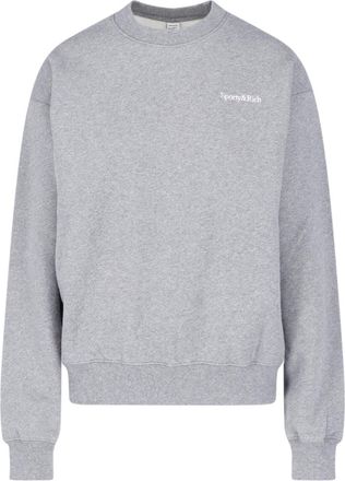 Sporty & Rich Grey Ribbed Neckline Cotton-Blend Sweatshirt