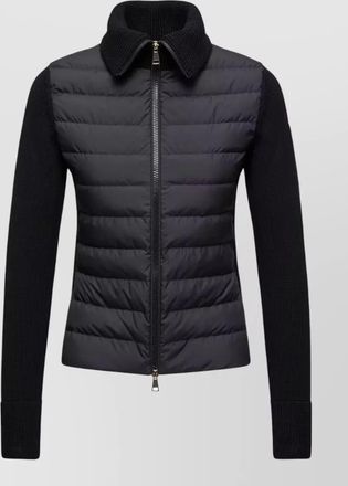 Moncler wool zip cardigan high collar padding