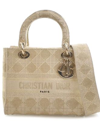 Dior 2020 Medium Canvas Cannage Lady D Lite satchel - women - Canvas - One Size - Gold