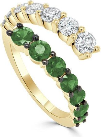 Sabrina Designs 14K 2.05 Ct. Tw. Diamond & Emerald Cross Over Ring