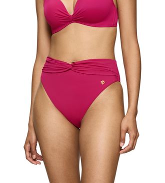 Triumph Bikini-Hose TRIUMPH Summer Twist, Damen, Gr. 36, N-Gr, lila (berry), Microfaser, Obermaterial: 84% Polyamid, 16% Elasthan, Badehosen Bikini-Hose, Raff