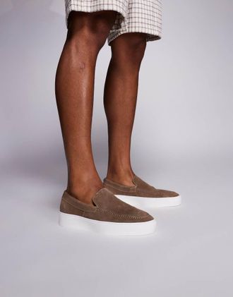 Steve Madden Leyton - Mocassini color talpa in camoscio-Neutro