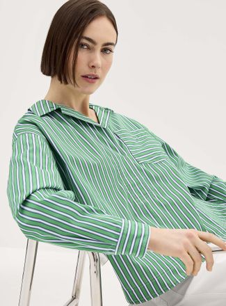 Lauren Ralph Lauren Womens Green stripes open-collar loose blouse