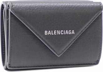 Balenciaga Gray Leather Wallet (Tri-Fold) (Pre-Owned)