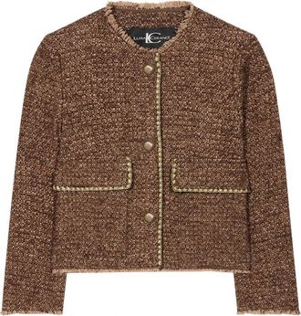 Luisa Cerano Stijlvol Tweed Jasje - Dames - Blazers - Bruin - L - Tweed - Jassen