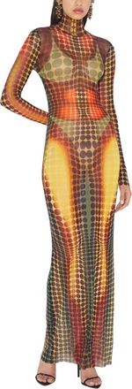 Jean Paul Gaultier Form-Fitting Maxi Dress With Optical Dot Pattern