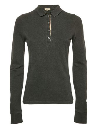 Burberry long-sleeve polo shirt - women - Cotton/Spandex/Elastane - S - Grey