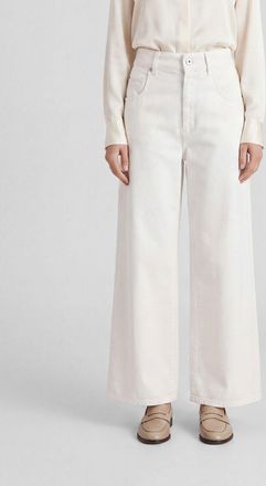 Brunello Cucinelli Jeans wide leg a vita media in denim di cotone