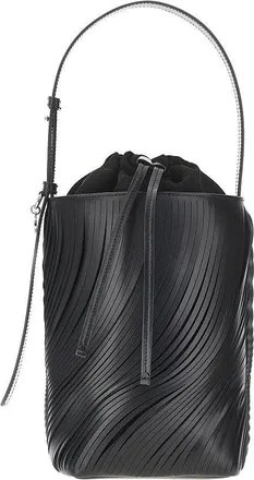 Emporio Armani Fringed cut leather bucket bag Woman One Size