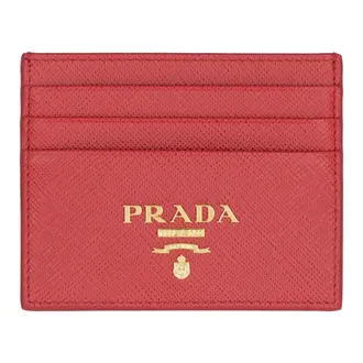 Prada Wallets & Cardholders, female, Red, Size: ONE SIZE Leather Card Holder