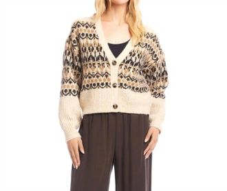 Karen Kane Jacquard Cardigan Sweater In Multicolor