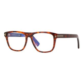 Tom Ford Eyeglasses Square Full Rim, Shiny Black Frame And Clear Blue Light Block Lens Ft5902-B001