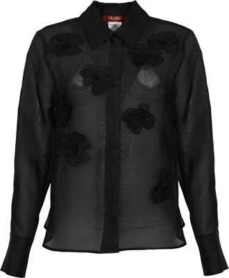 Max Mara Mseagi Shirt In Black Silk Organza