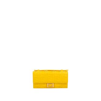 Fendi Shoulder Bags, female, Yellow, Size: ONE SIZE Baguette Continental Wallet With Chain