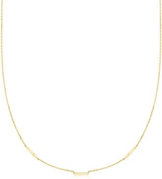 Canaria Canaria Italian 1mm 10kt Yellow Gold Bar Station Cable-Chain Necklace