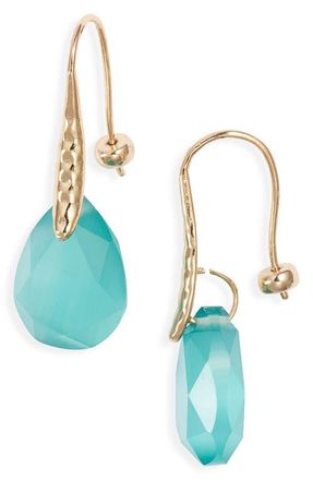 Nordstrom Teardrop Semiprecious Stone Drop Earrings in Seafoam- Gold at Nordstrom