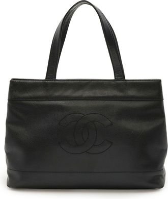 Chanel Black Grained Calfskin Shoulder Bag Tote Bag (Pre-Owned)