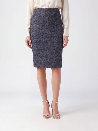 N&deg;21 Gonna midi a tubino a vita alta in misto lana con motivo chevron