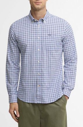 Barbour Nelson Linen & Cotton Gingham Button-Down Shirt in Blue at Nordstrom, Size Xx-Large