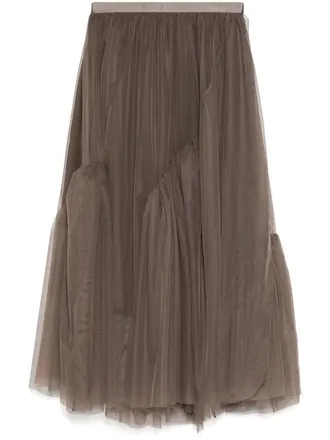 JNBY a-line flounce hem waist skirt - women - Polyester - S - Brown