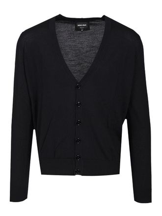 Giorgio Armani Wool Cardigan Knitwear Blu-Uomo