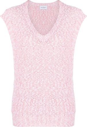 Ferragamo Womens Knitted Boucl&eacute; Top In Pink
