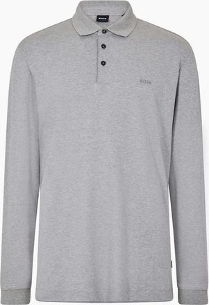 HUGO BOSS Mens Pado 30 Long Sleeve Polo Shirt - Silver - Size: 44