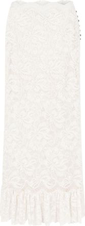 Paco Rabanne lace high-waist midi skirt - women - Polyamide/Elastane - 38 - White