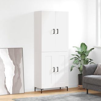 vidaXL Aparador Alto Madera Contrachapada Blanco 69,5x34x180 Cm Vidaxl