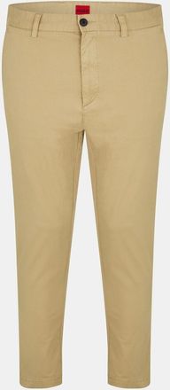 HUGO BOSS Hugo Mens Solid Patterned Straight Fit Chinos in Medium Beige - Size 38W/32L