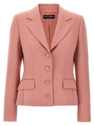 スーツ DOLCE  GABBANA Women Suit Jackets F27DST FU2L8 F0473 PINK Single-breasted wool crepe Dolce jacket in Pink for Women