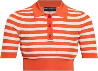 Dolce & Gabbana Korte polo - Dames - Polos - Oranje - XS - Leer - Tops