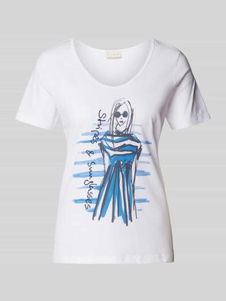 Milano Milano Italy T-Shirt mit Statement-Stitching in Weiss, Gr&ouml;&szlig;e L