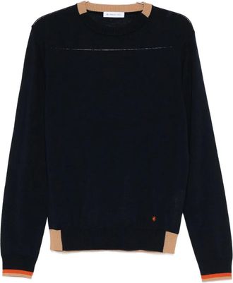 Manuel Ritz contrast-trim wool-blend sweater - men - Wool/Acrylic - 56 - Blue