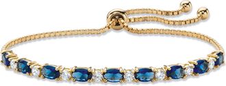 Palm Beach Jewelry 6.20 Cttw. Simulated Blue Sapphire and CZ Gold-Plated Bolo Bracelet 10
