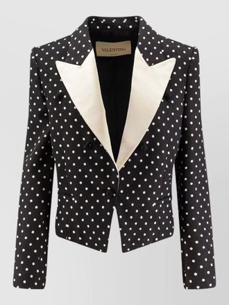 Valentino polka dot cropped blazer silk lapel