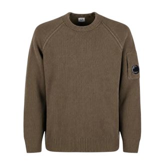 C.P. Company C.P. Company - Jersey de cuello redondo con lente en algod&oacute;n de chenilla - Knitwear - Hombre - Marr&oacute;n - L