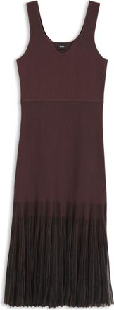 BOSS Rib-knit dress with sheer pleating