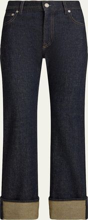 Ralph Lauren Collection Adderley Denim Slim-Leg Cuffed Ankle Pants