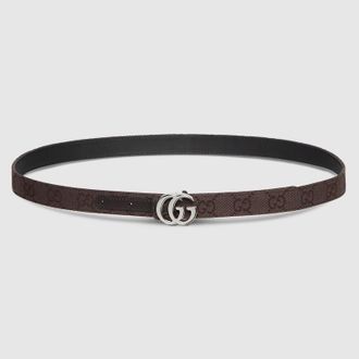 Gucci Reversible GG Marmont Thin Belt, Brown, GG Canvas