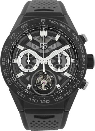 Tag Heuer Pre-owned Tag Heuer Carrera Chronograph Tachymeter Black Skeleton Dial Mens Watch CAR5A8W.FT6071