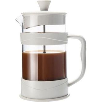OEM Cafetera De &Eacute;mbolo/tetera De 350 Ml Con Mango De Bamb&uacute; Y Vidrio Resistente Al Calor, Cafetera Para Caf&eacute; Fr&iacute;o (blanca)