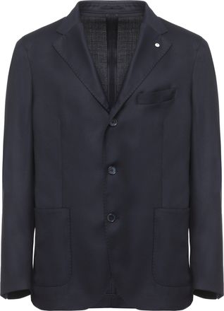 Lubiam Blue Classic Lapel Wool Blazer