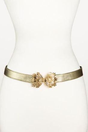 Raina Starburst Buckle Leather Belt in Gold at Nordstrom, Size Medium