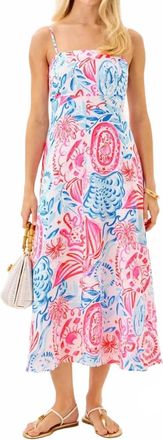 Lilly Pulitzer Jorgian Linen Midi Dress In Resort White Sun Sea Sand