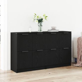 Berkfield Home Sideboards 2 pcs Black Oak 60x30x70 cm Engineered Wood | Size: 60 x 30 x 70 cm
